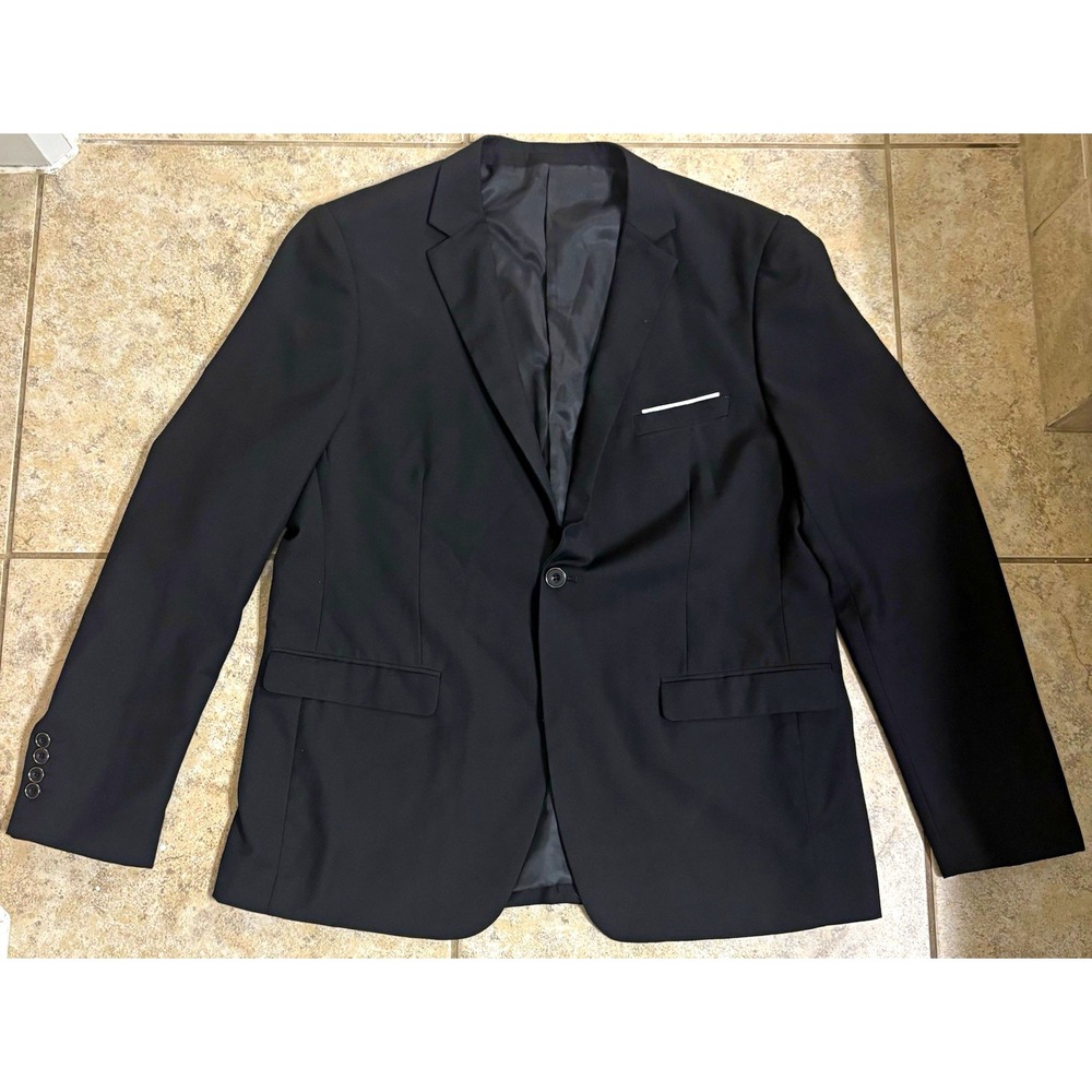 Men's Black Suit Jacket Blazer Single Button Sport Coat Style 1907-18 Size XL